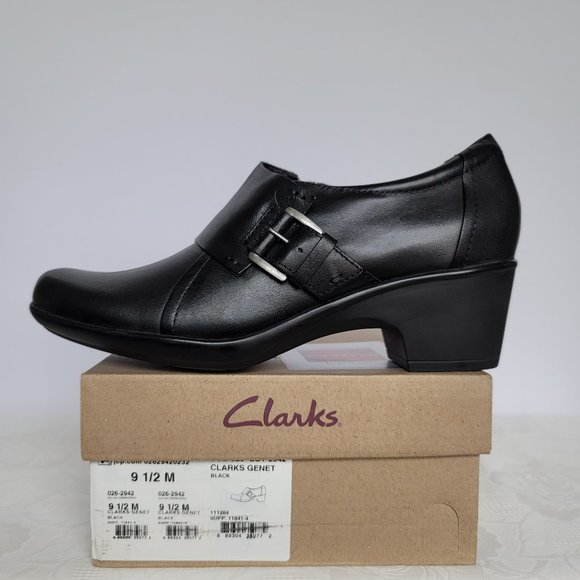 CLARKS Genette Vista Slip-On Leather Shoes- Black color- Women's Size 9.5M - Picture 14 of 14